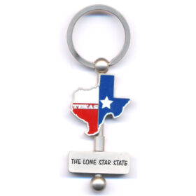 Texas USA Key Pewter Souvenir Key chain Swivel State of Texas Lone Star Spin 