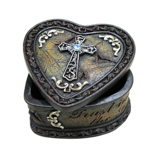 Cross w/Heart Trinket Box